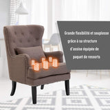 Homcom Fauteuil Chesterfield Vintage Grand Confort Dossier Assise capitonné avec Boutons Coussin Inclus Lin Taupe
