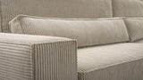 mb-moebel Grand canapé d'angle XXL en U panoramique lit Convertible avec Coffre 6/7 Places - en Tissu Velours côtelé - Salon & séjour – Denver U Poso 38 Beige Clair