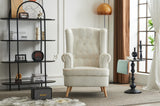 VOLERO' Fauteuil Design rétro, modèle Artemide, revêtement en Velours, Structure et Pieds en Bois (Blanc Blouclè)