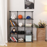 SONGMICS Armoire de Rangement, Étagère, Panneaux en Treillis, 4 Niveaux, 3 Rangs, Grande capacité, Maillet en Caoutchouc Offert, Dimensions 93 x 31 x 123 cm (L x l x H), Noir LPI34H