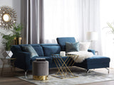 Canapé d'angle en Velours Bleu Marine GLOSLI