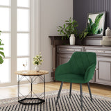WOLTU Chaise Salle à Manger, Fauteuil Salon, Chaise Scandinave, Chaise de Cuisine en Velours, Assis Rembourré avec Accoudoirs et Dossier, Pieds en Métal, Vert Foncé, BH352dgn-1