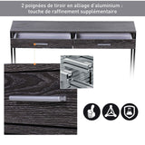 Homcom Console Table d'appoint Design Industriel dim. 120L x 30l x 81H cm 2 tiroirs étagère Acier Noir Panneaux Particules Bois Gris