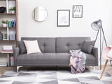Beliani Canapé Convertible en Tissu Gris LUCAN