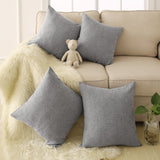 Deconovo Lot 4 Housse de Coussin Canapé Decoration Maison Doux Effet Lin Gris 45x45cm