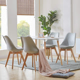 EGGREE Chaises Salle à Manger Scandinaves Lot de 4 Chaises de Cuisine, Rétro Tulip Rembourrée Chaise de Salle de Bureau, Pieds en Bois de Hêtre Massif, Blanc