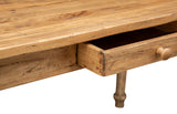 Biscottini Table Non Extensible Style Rustique en Bois Massif Finition de tilleulul Noyer L140xPR80xH80 cm