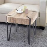 Table Basse de Salon KOS T574, certifié FSC, 52x50x50cm ~ chêne Sauvage, Pieds foncés en métal