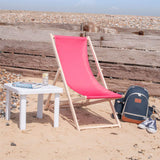 Harbour Housewares Transats pliants en Bois - Traditionnel/Ajustable - Plage/Jardin - Rose - Lot de 2