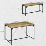 HOMCOM Ensemble Table à Manger et 2 bancs Structure Acier Table pour 4 Personnes 120 x 70 x 75 cm Banc 100 x 30 x 45 cm pour Cuisine Salle à Manger Salon Naturel et Noir