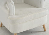 VOLERO' Fauteuil Design rétro, modèle Artemide, revêtement en Velours, Structure et Pieds en Bois (Blanc Blouclè)