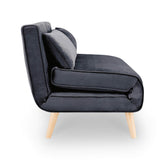 DecoInParis Banquette Convertible 2 Places en Velours Tonka (Gris)