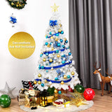 COSTWAY Sapin de Noël Arbre de Noël Artificiel pour Décoration de Noël Matériau PVC avec Pied en Métal 150cm-240cm Blanc (1.5M)
