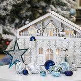 Valery Madelyn 70pcs Boules de Noël Ornements 3-6cm, décoration de Boules de Noël incassables en Plastique Bleu et Argent, Cadeaux de pendentifs de Sapin de Noël (souhaits d'hiver)