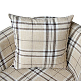 Anaelle Panana Fauteuils Cabriolet en Tissu à Carreaux + Bois Oreiller Chauffeuse, Salle à Manger, Salon, Bureau, Café, Taille: 58 x 45 x 70cm, Poids: 13kg