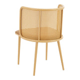 [en.casa] Lot de 2 Chaises de Salle à Manger Cuisine Design Siège Simili Dossier Rotin Pieds en Métal 75 x 52 x 49 cm Marron Effet Bois