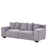Beliani Canapé 3 Places en Velours Côtelé Gris Clair Rembourrage Épais en Mousse Ultra Confortable Idéal pour Salon Moderne et Industriel