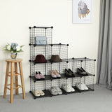 SONGMICS Armoire de Rangement, Étagère, Panneaux en Treillis, 4 Niveaux, 3 Rangs, Grande capacité, Maillet en Caoutchouc Offert, Dimensions 93 x 31 x 123 cm (L x l x H), Noir LPI34H