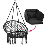 TecTake 800708 Fauteuil Suspendu Relax Design de Jardin en Coton, 1 Place, Intérieur et extérieur, Coussins Confortables Inclus - Couleur au Choix - (Noir | no. 403203)