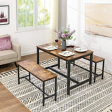 VASAGLE Bancs de Salle à Manger, Lot de 2, Siège pour Cuisine, Style Industriel, 108 x 32,5 x 50 cm, Cadre Métallique Durable, pour Cuisine, Salle à Manger, Salon, Marron Rustique KTB33X