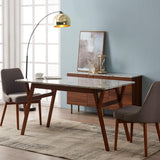 Versanora - Ashton rectangulaire à Manger Faux marbre Table- / Noyer VNF-00079W
