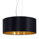 Eglo 31605 Suspension maserlo Diamètre 53 cm Nickel mat acier abat-jour noir/or