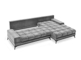 Windsor Canapé d'angle Droit Velours Convertible avec Coffre De Rangement, Deneb, 5 Places, Gris Clair, 315x212x87