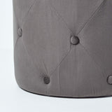 Homescapes Pouf Rond en Velours capitonné Windsor, Tabouret ou Repose-Pieds, Gris, 40 x 40 x 40 cm
