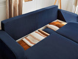 Lisa Design - Billie - canapé 3 Places - Convertible avec Coffre - en Velours côtelé - Bleu Ardoise