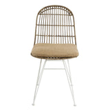 MACABANE Lot de 2 Chaises, Pieds en Métal, Beige/Blanc, 45 x 62 x 85 cm