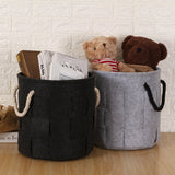 Mer Équipe 34 cm Cross pattern Feutre Panier de rangement chambre d'enfant Panier de jouets de paniers de rangement avec poignées en corde pour chambre d'enfant, Noir