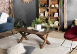 Table Basse 110X60Cm en Bois Recyclé Pieds Croisés - Esprit Brocante