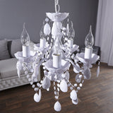 Rétro lustre en acrylique "POMP" | Ø 40 cm, blanc, 5 tambours branches | suspension style baroque
