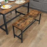 VASAGLE Bancs de Salle à Manger, Lot de 2, Siège pour Cuisine, Style Industriel, 108 x 32,5 x 50 cm, Cadre Métallique Durable, pour Cuisine, Salle à Manger, Salon, Marron Rustique KTB33X