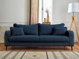 Lisa Design - Billie - canapé 3 Places - Convertible avec Coffre - en Velours côtelé - Bleu Ardoise