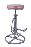 Tabouret de vélo pivotant industriel, siège en cuir PU et chaise de barre de fer, tabouret de bar design de vélo, réglable en hauteur, repose-pieds de pédale de vélo