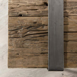 MACABANE Table Basse Bois Massif cerclée métal, 169x94x16