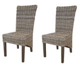 Meubletmoi Lot de 2 Chaises tressées en kubu Naturel de Salle à Manger - Style Osier rotin Exotique Classique Chic - Bora-Bora