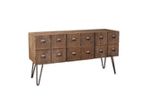 Macabane Buffet 2 Portes 2 tiroirs, Pin, Marron, 150,5 x 45 x 79,5 cm