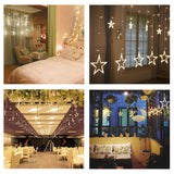 Guirlande Led, Avoalre Guirlande Lumineuse Rideau 220V 1M(W) x2M(H) Blanc Chaud 12 Etoilés 138 LEDs Décoration de Mur ou Fenêtre pour Mariage, Noël, Vacances, Fêtes, Maison