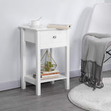 Yaheetech Table de Chevet en Bois Blanc Bout de Canapé Table d'Appoint avec 1 Tiroir et 1 Étagère 40 x 30 x 60 cm pour Entrée Chambre Salon