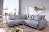 Bobochic - Lena - Canapé scandinave d'angle Gauche - Gris Clair - 236x90x190cm