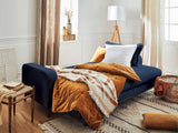 Lisa Design - Billie - canapé 3 Places - Convertible avec Coffre - en Velours côtelé - Bleu Ardoise