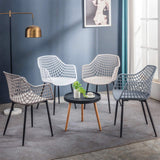 IDIMEX Lot de 4 chaises Lucia pour Salle à Manger ou Cuisine au Design Retro avec accoudoirs, Coque en Plastique Blanc et 4 Pieds en métal laqué Noir