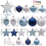 Valery Madelyn 70pcs Boules de Noël Ornements 3-6cm, décoration de Boules de Noël incassables en Plastique Bleu et Argent, Cadeaux de pendentifs de Sapin de Noël (souhaits d'hiver)