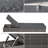 TecTake 403088 2X Chaise Longue Bain de Soleil + Table, en Aluminium et Résine Tressée + Deux Set de Housses + Housse de Protection, Gris