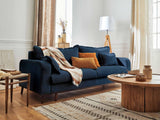 Lisa Design - Billie - canapé 3 Places - Convertible avec Coffre - en Velours côtelé - Bleu Ardoise