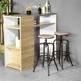 FURNITURE-R France Lot de 2 Tabourets de Bar Industriel Vintage Tabourets de Bar Dessus en Chêne Tabouret et Métal Style Hauteur Réglable Pivotant