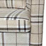 Anaelle Panana Fauteuils Cabriolet en Tissu à Carreaux + Bois Oreiller Chauffeuse, Salle à Manger, Salon, Bureau, Café, Taille: 58 x 45 x 70cm, Poids: 13kg