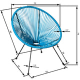 tectake 800729 2 Fauteuils Acapulco de Jardin de Salon Design rétro, pour Un Usage en intérieur et extérieur - Plusieurs Couleurs - (Bleu | no. 403306)